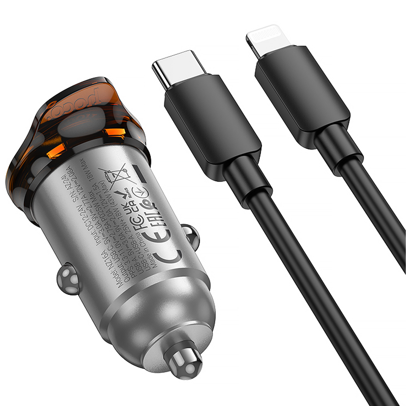 АЗУ Hoco NZ16A Rigorous 43W (1USB-A/1C) + кабель Type-C to Lightning, Metal grey 3, купить оптом с доставкой