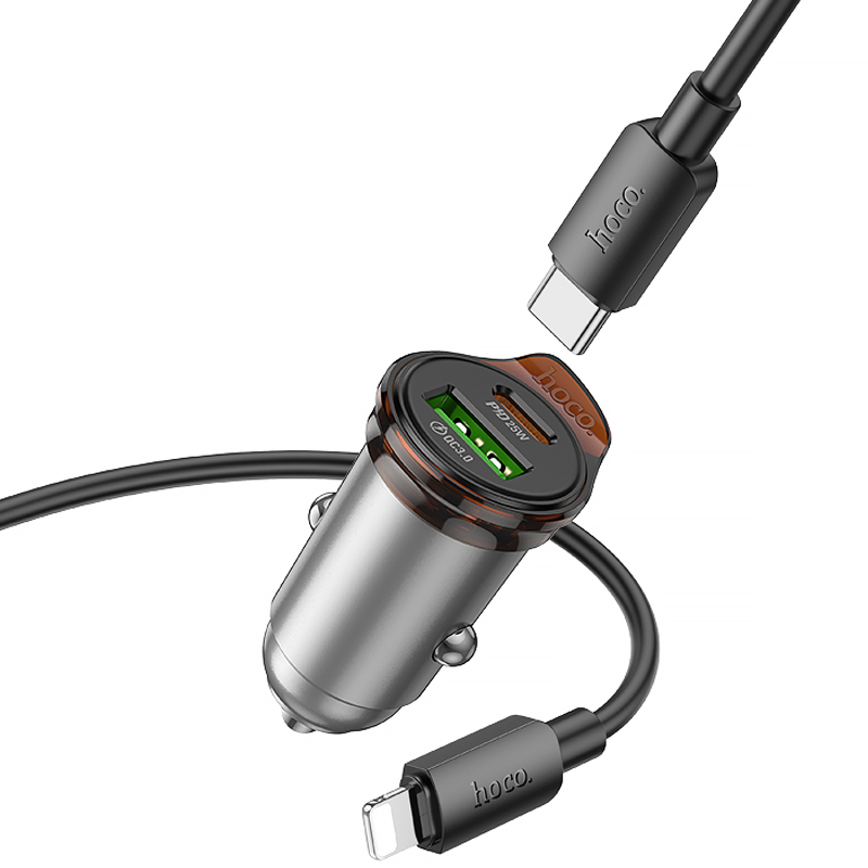 АЗУ Hoco NZ16A Rigorous 43W (1USB-A/1C) + кабель Type-C to Lightning, Metal grey 4, купить оптом с доставкой