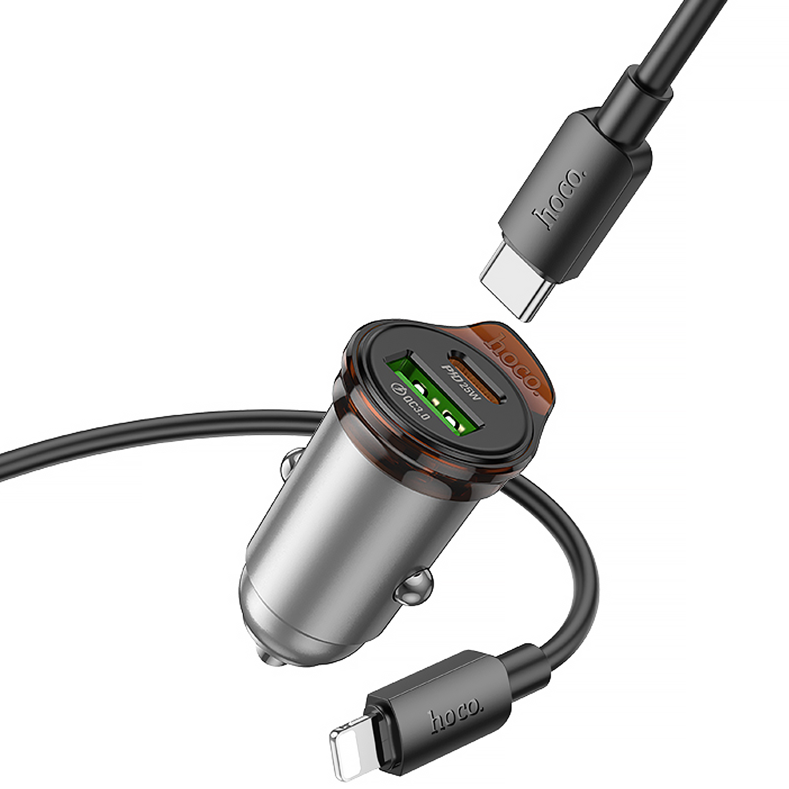 АЗУ Hoco NZ16A Rigorous 43W (1USB-A/1C) + кабель Type-C to Lightning, Metal grey 4, купить оптом с доставкой