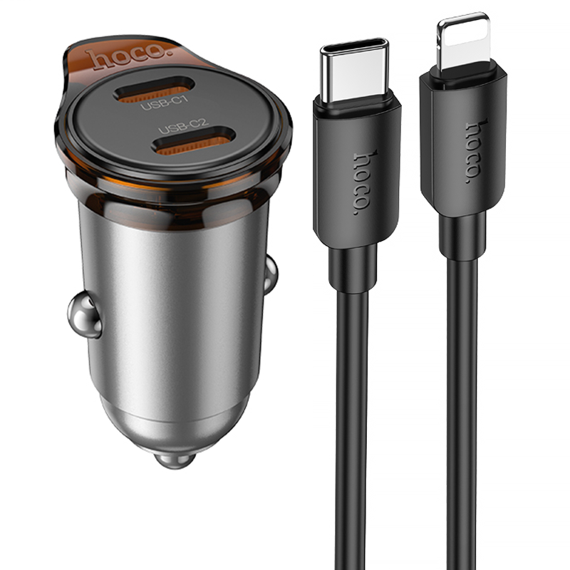 АЗУ Hoco NZ16B Rigorous PD45W (2USB-C) + кабель Type-C to Lightning, купить оптом с доставкой