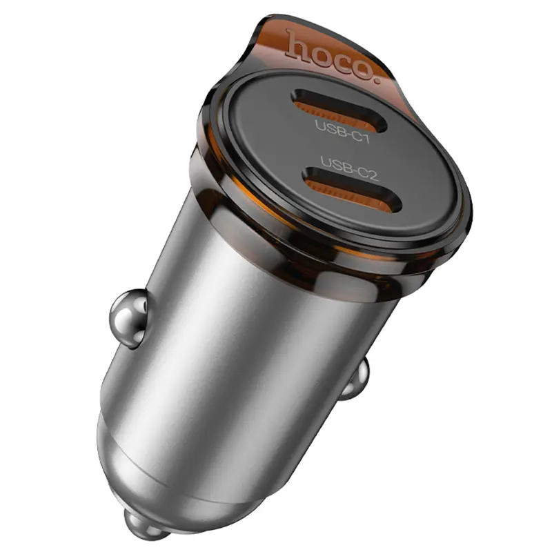 АЗП Hoco NZ16B Rigorous PD45W (2USB-C), Metal grey 1, купити оптом з доставкою