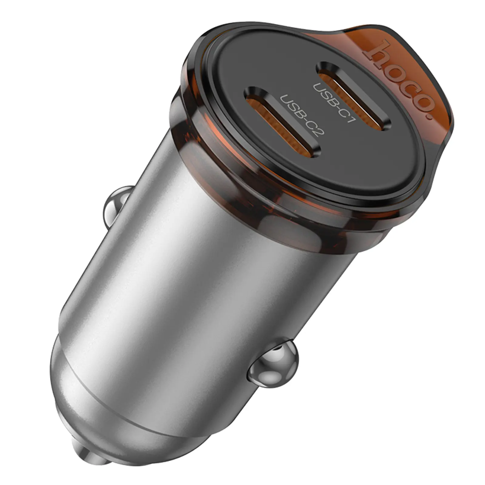 АЗП Hoco NZ16B Rigorous PD45W (2USB-C), Metal grey 3, купити оптом з доставкою