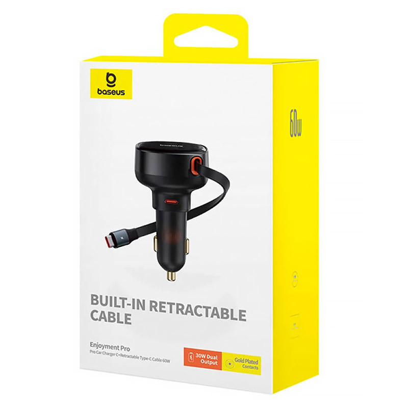 АЗП Baseus Enjoyment Pro 60W (1USB-C) + висувний кабель Type-C (C00057802111-01) на малюнкі №6