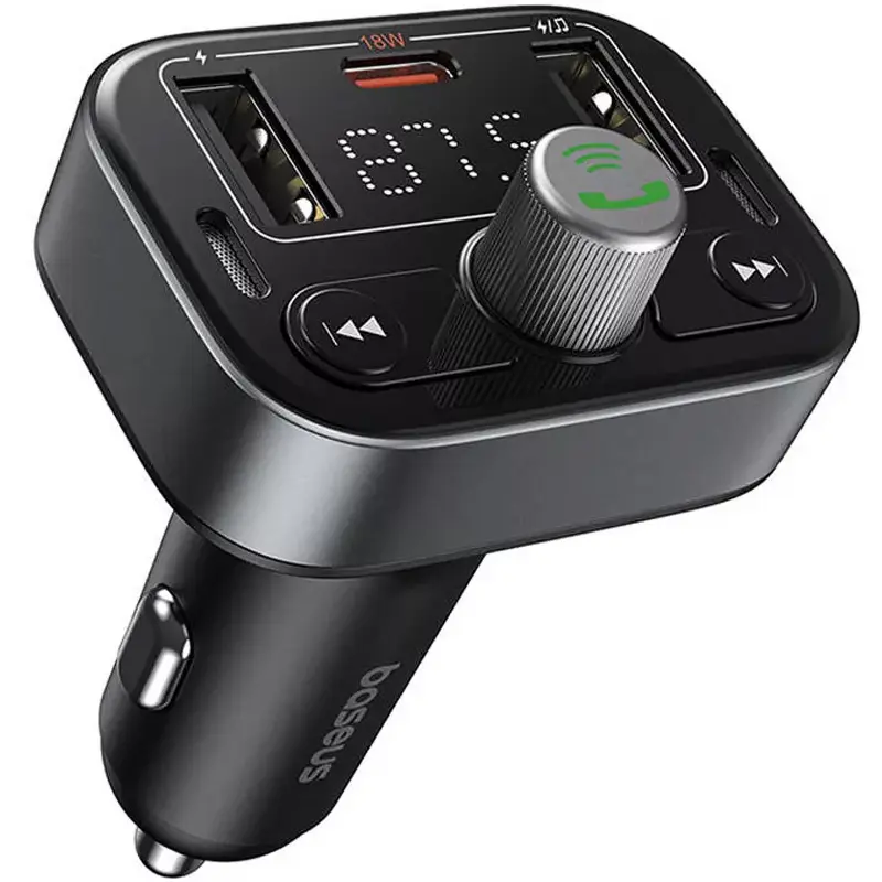АЗУ FM модулятор Baseus S-09 Pro Series 18W (2USB-A/1C) (C10762200113), Cluster Black 2, купить оптом с доставкой