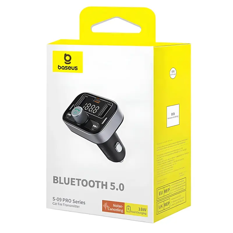 АЗУ FM модулятор Baseus S-09 Pro Series 18W (2USB-A/1C) (C10762200113), Cluster Black 5, купить оптом с доставкой