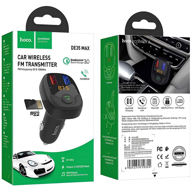 АЗУ FM модулятор Hoco DE35 Max 18W (2USB-A) на картинке №3