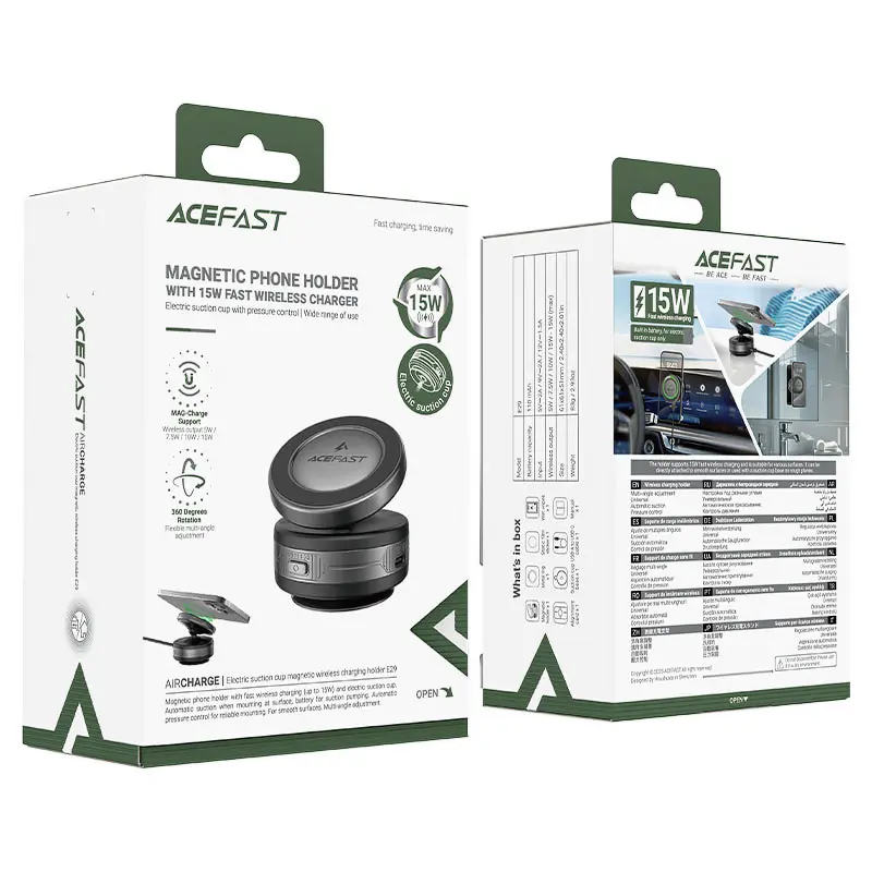 Автодержатель с БЗУ Acefast E29 Magnetic Wireless Charging Auto Fix 15W, Metal gray 3, купить оптом с доставкой