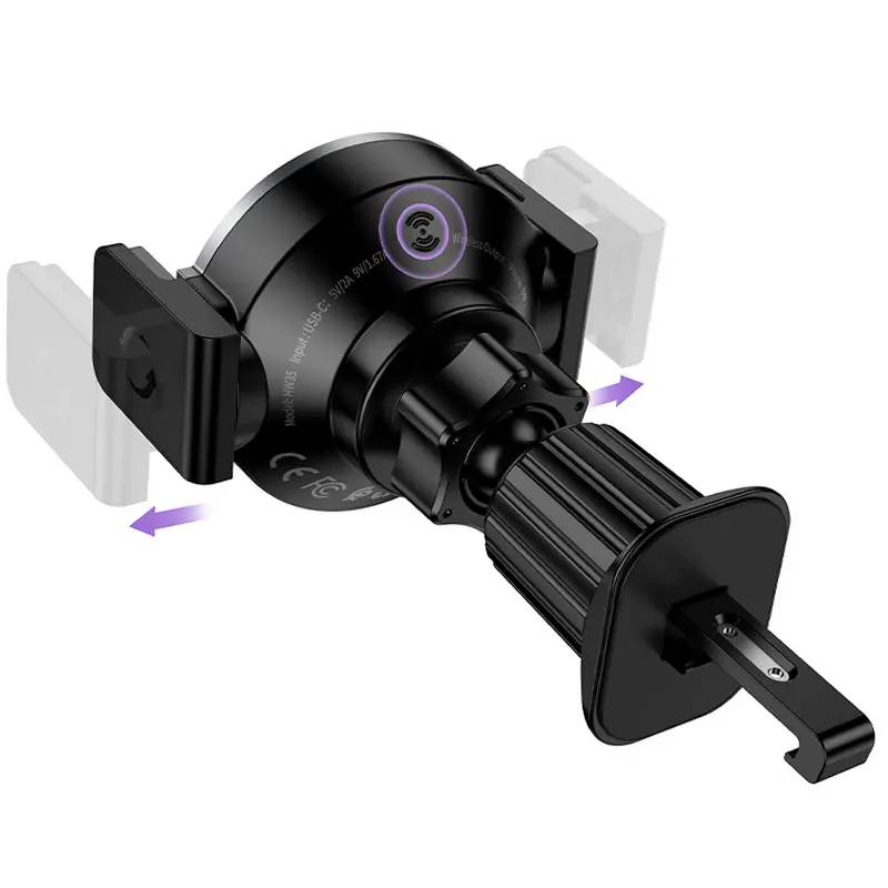 Автодержатель с БЗУ Hoco HW35 Power 15W (air outlet), Black 4, купить оптом с доставкой