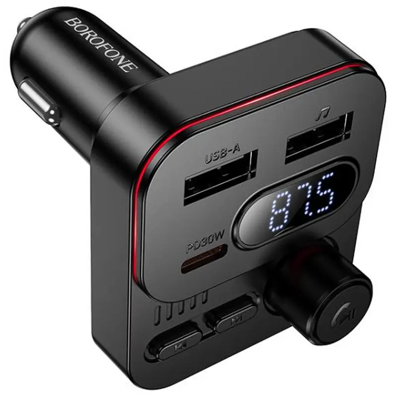 АЗУ FM модулятор Borofone BC61 Ocean PD30W+QC3.0 total 45W (2USB-A/1C), Black 1, купить оптом с доставкой