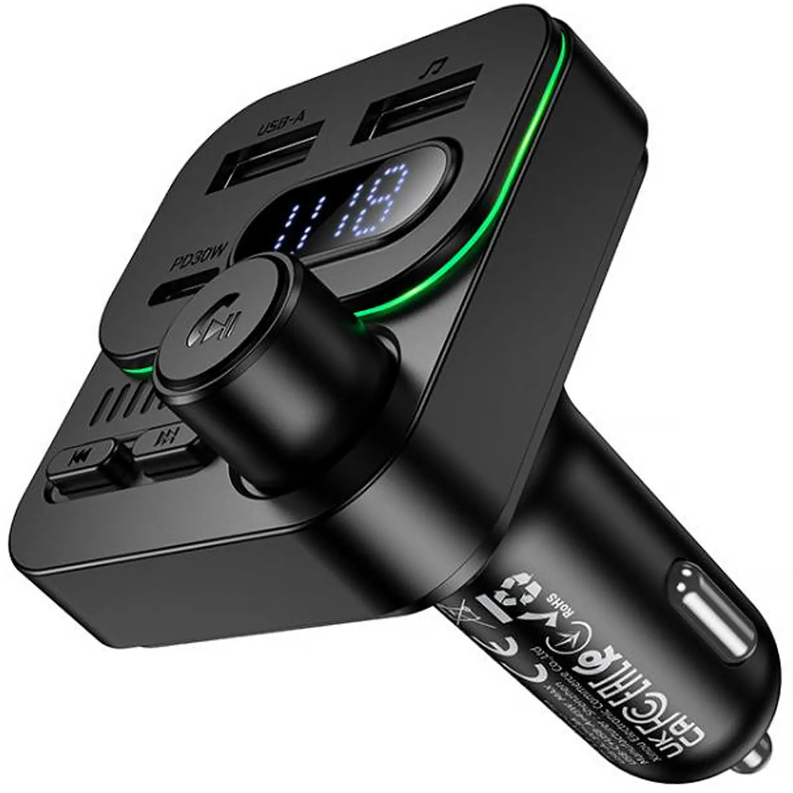АЗУ FM модулятор Borofone BC61 Ocean PD30W+QC3.0 total 45W (2USB-A/1C), Black 2, купить оптом с доставкой