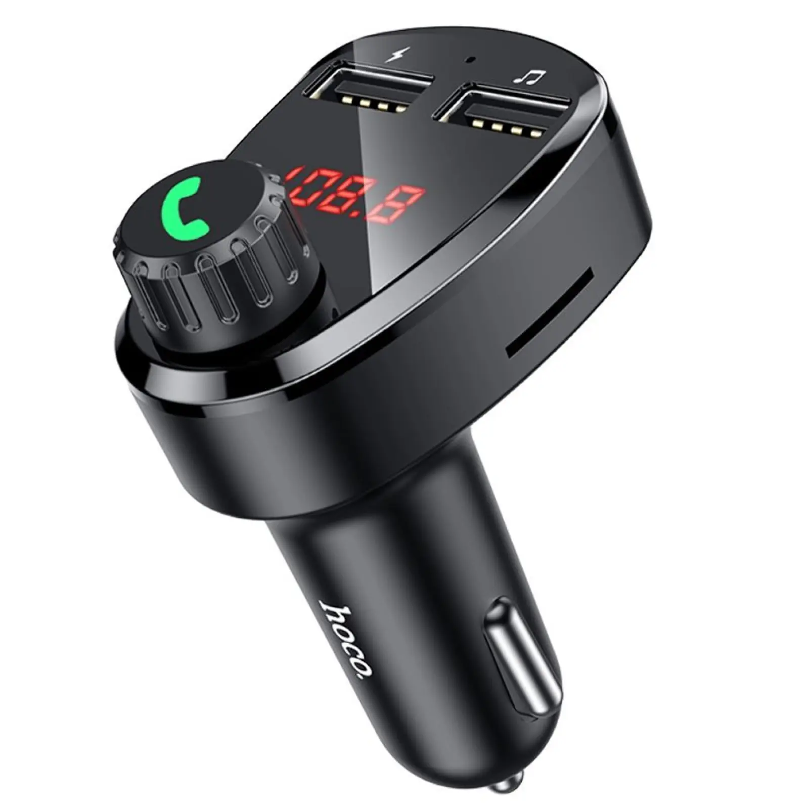 АЗУ FM модулятор Hoco DE24 QC3.0 (2USB-A), Black, купить оптом с доставкой