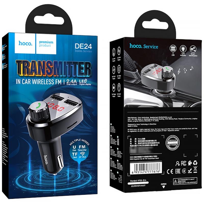 АЗУ FM модулятор Hoco DE24 QC3.0 (2USB-A) на картинке №5