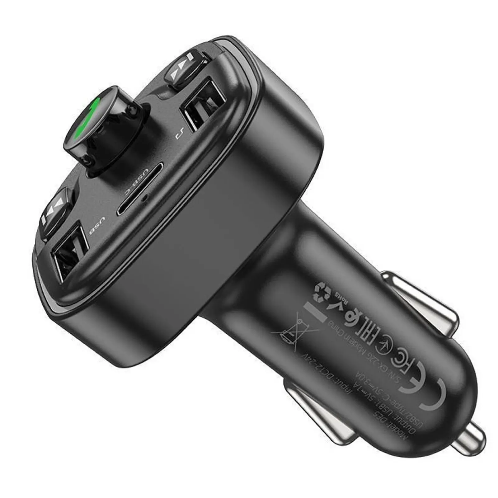 АЗУ FM модулятор Hoco DE5 PD20W+QC3.0 (2USB-A/1C), Black 2, купить оптом с доставкой