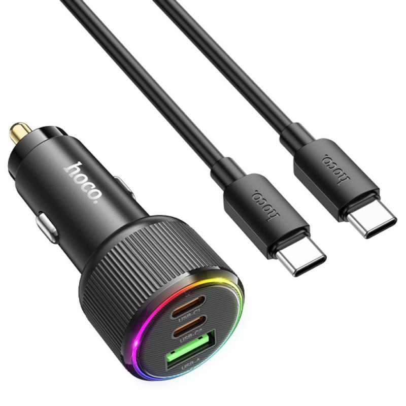 АЗП Hoco NZ17 High Power 45W (1USB-A/2C) + кабель Type-C to Type-C на малюнкі №2