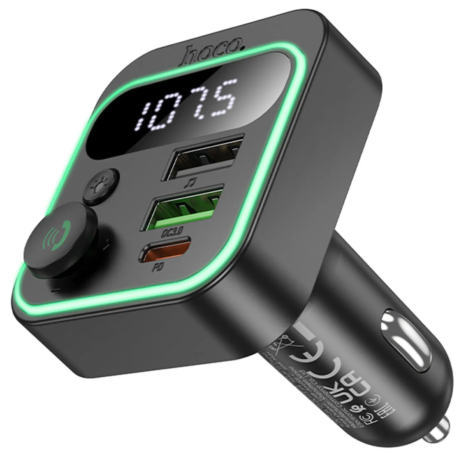 Уценка АЗУ FM модулятор Hoco E85 Tiger PD20W+QC3.0 (2USB-A/1C), Мятая упаковка / Black 1, купить оптом с доставкой