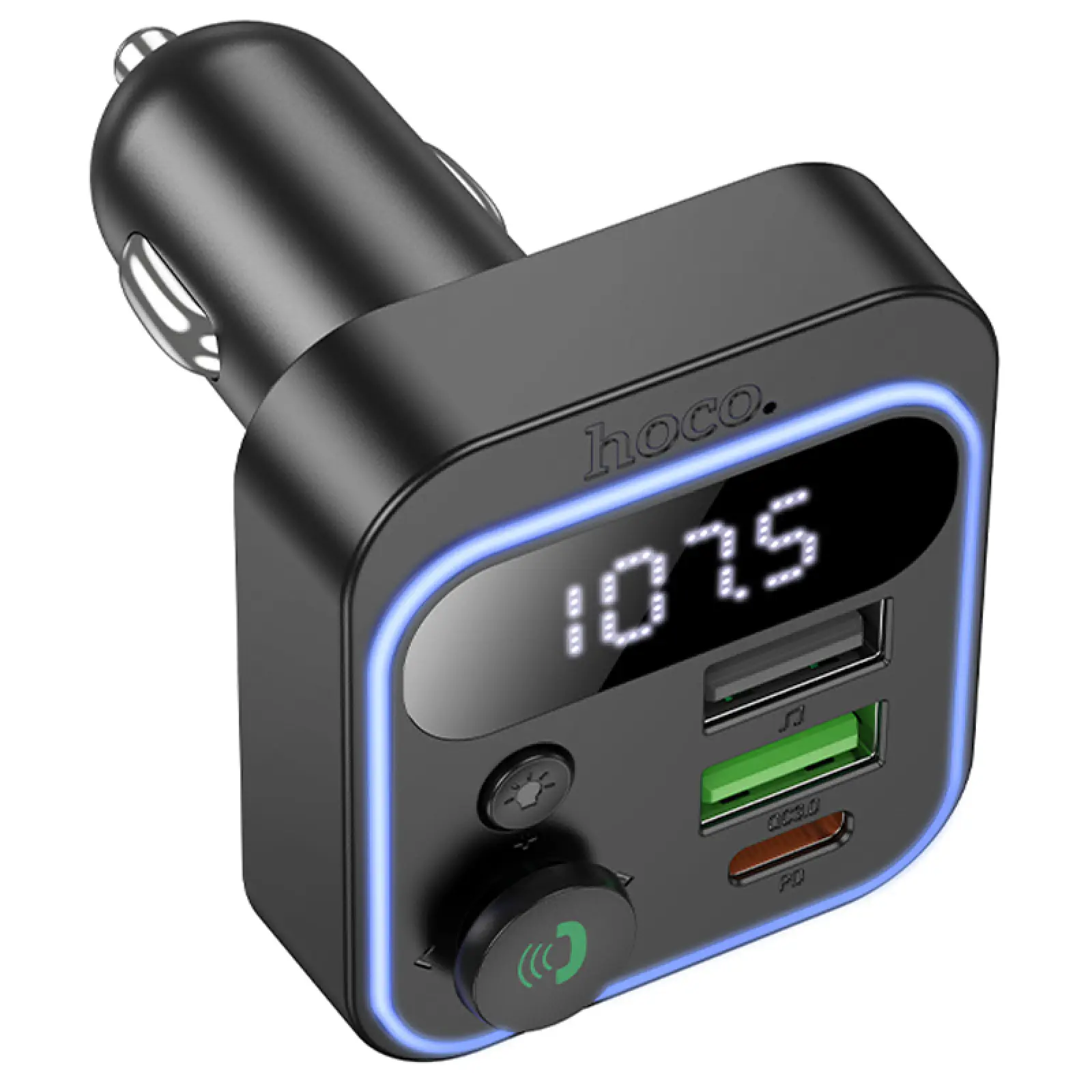 Уценка АЗУ FM модулятор Hoco E85 Tiger PD20W+QC3.0 (2USB-A/1C), Мятая упаковка / Black 2, купить оптом с доставкой