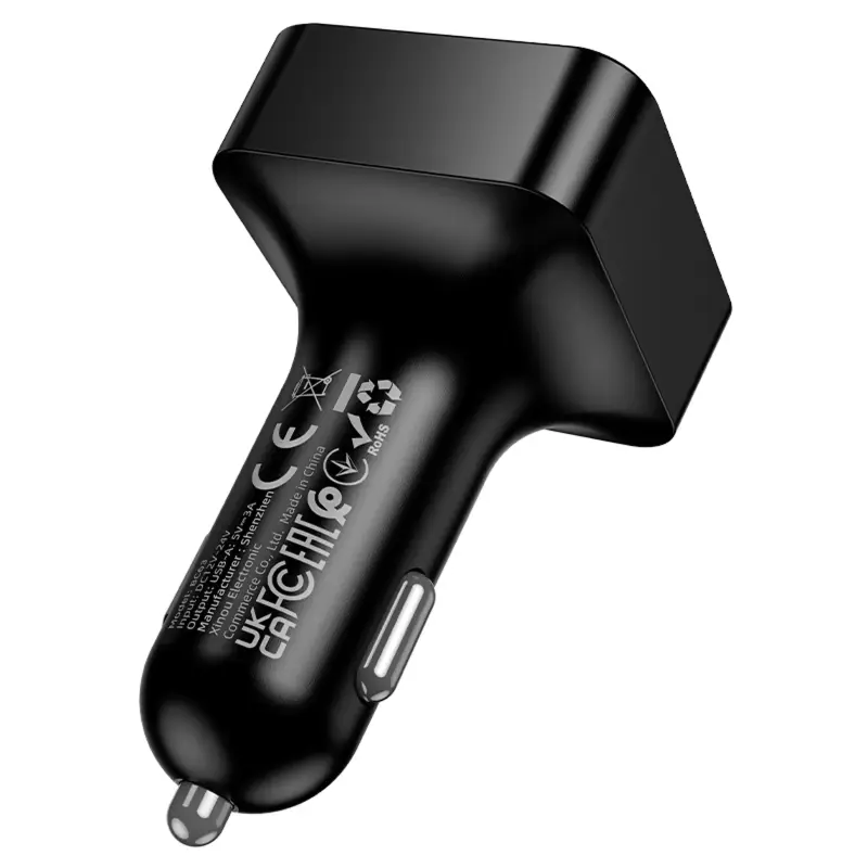 АЗУ FM модулятор Borofone BC63 Selecto QC3.0 (2USB-A), Black 3, купить оптом с доставкой