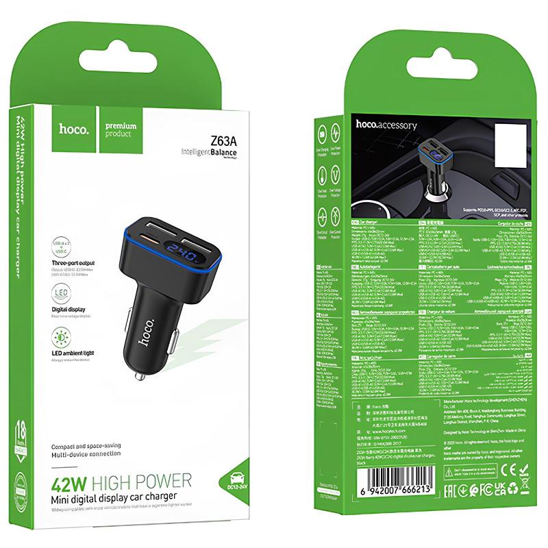 АЗУ Hoco Z63A Barry PD42W+QC3.0 (2USB-A/1C) на картинке №6