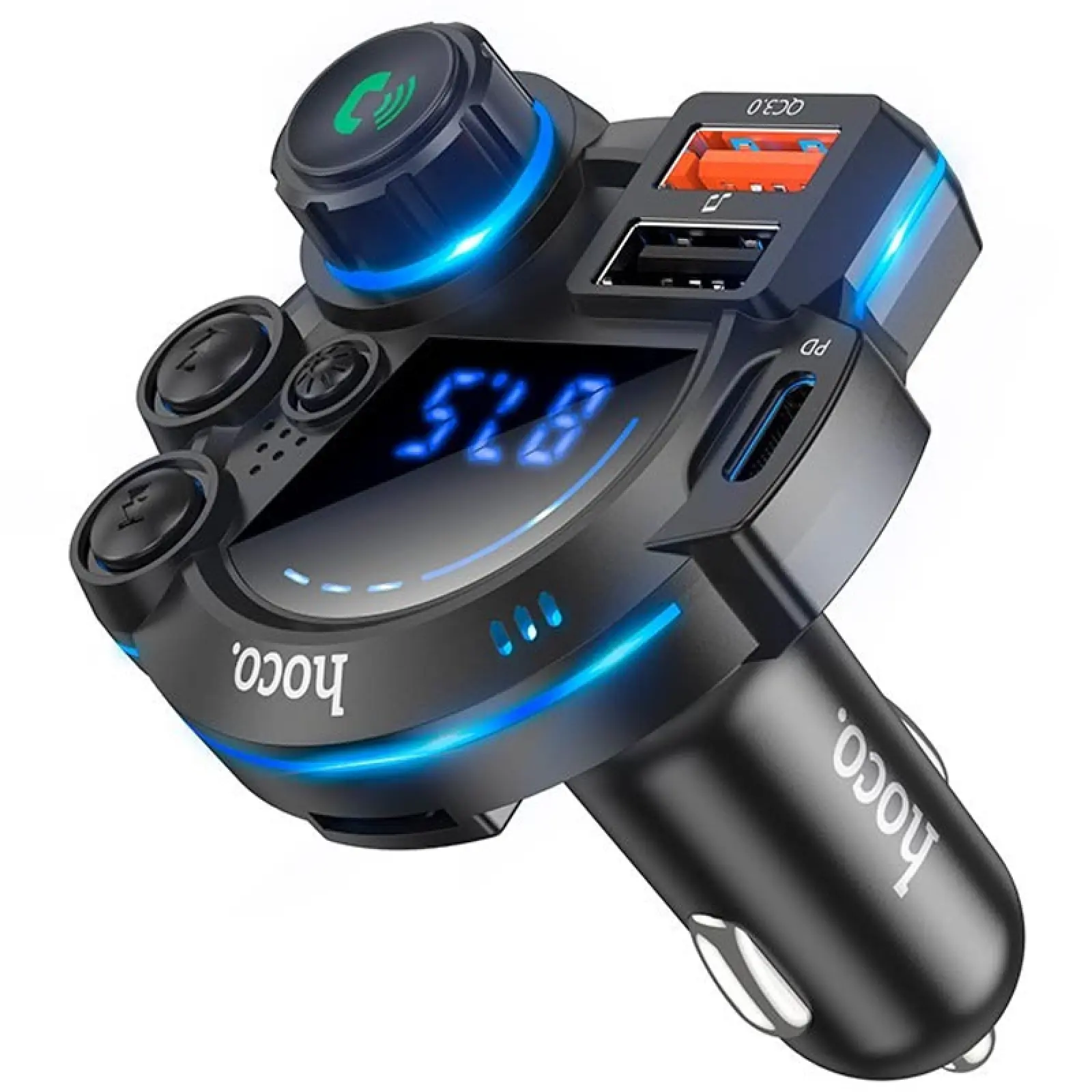 АЗУ FM модулятор Hoco DFM01 Legend 20W+QC3.0 (2USB-A/1C), Black 1, купить оптом с доставкой