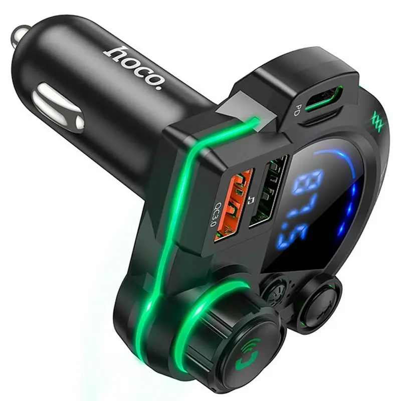 АЗУ FM модулятор Hoco DFM01 Legend 20W+QC3.0 (2USB-A/1C), Black 2, купить оптом с доставкой