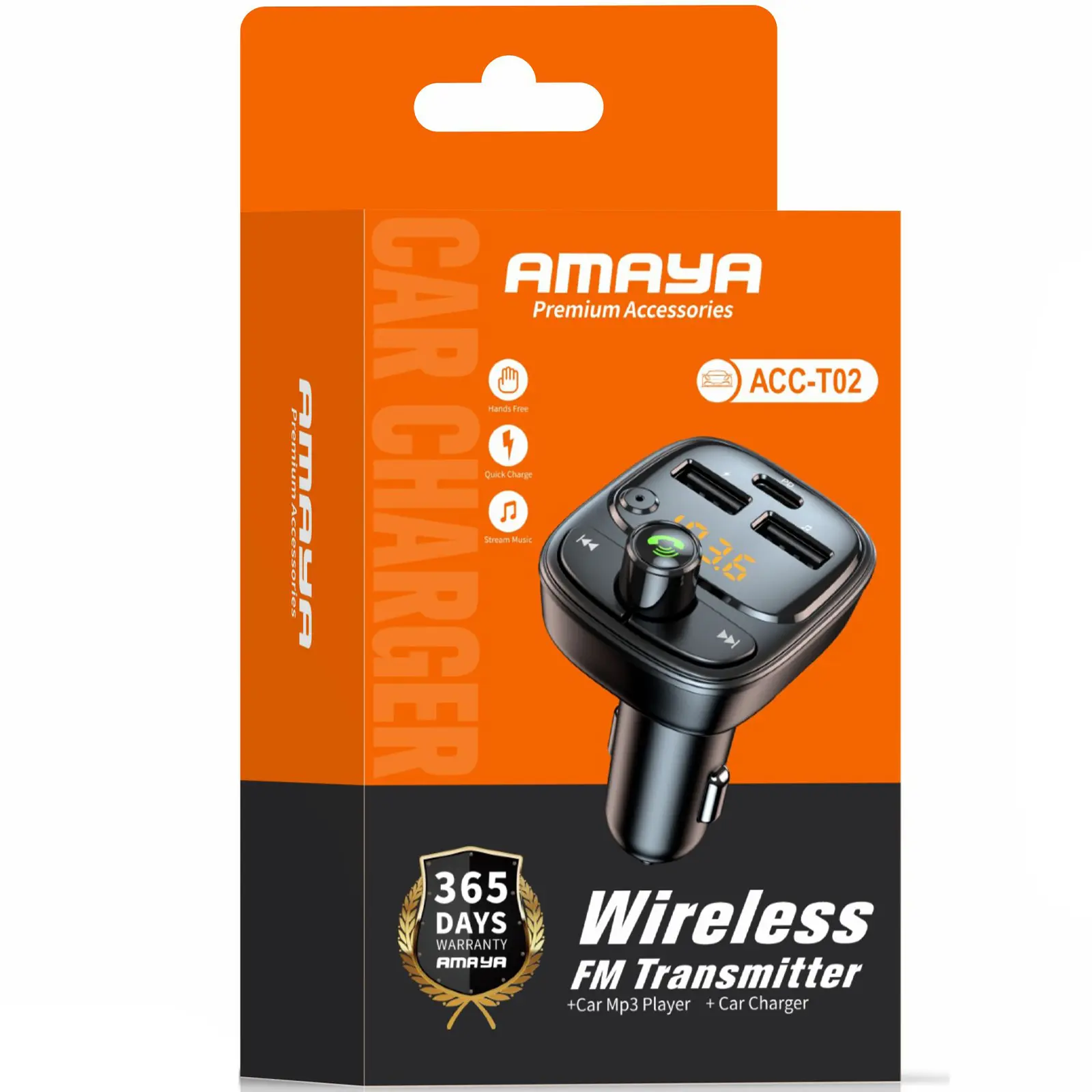 АЗУ FM модулятор Amaya ACC-T02 PD30W (2USB-A/1C), Black 1, купить оптом с доставкой