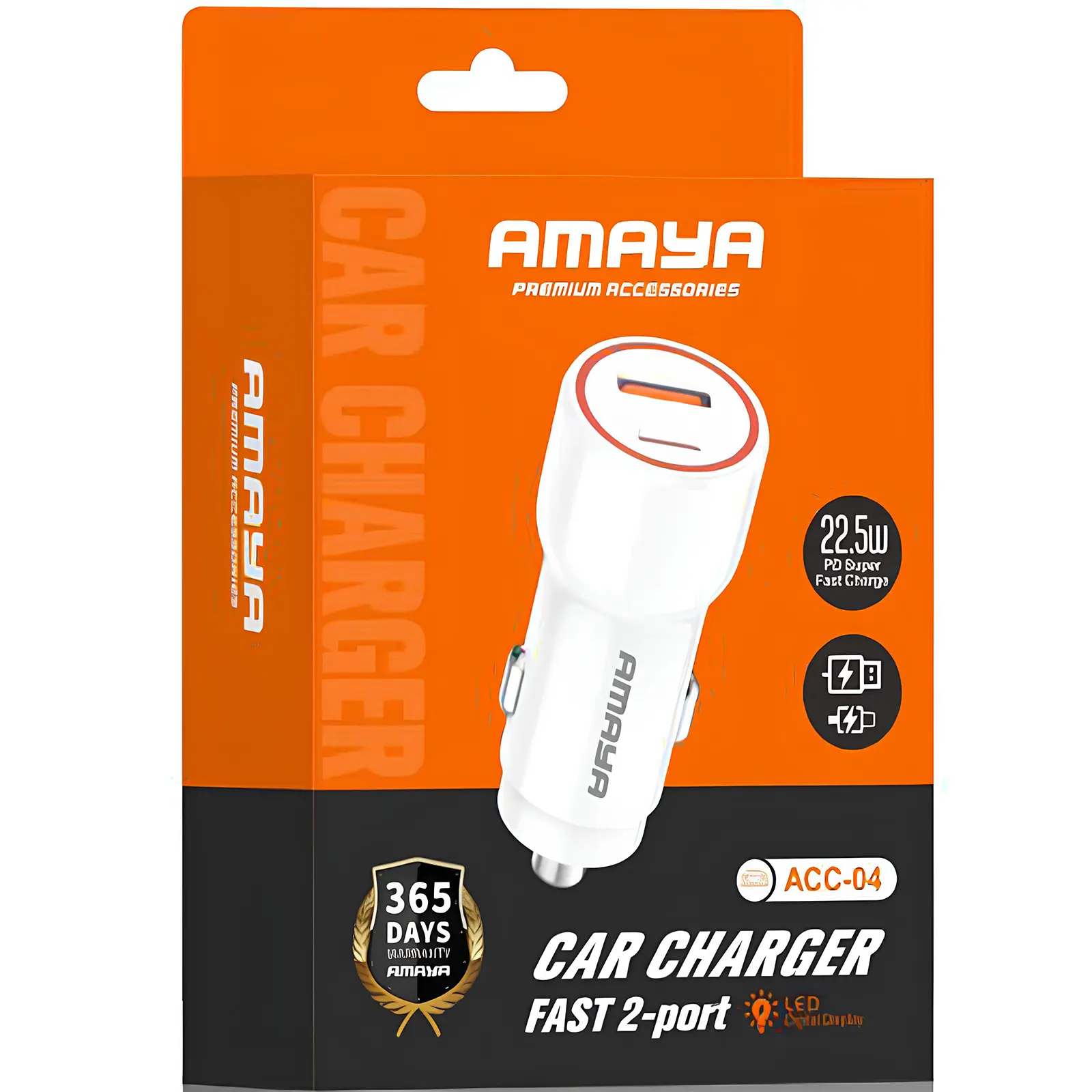 АЗУ Amaya ACC-04 PD22.5W+QC3.0 total 37.5W (1USB-A/1C), White 1, купить оптом с доставкой