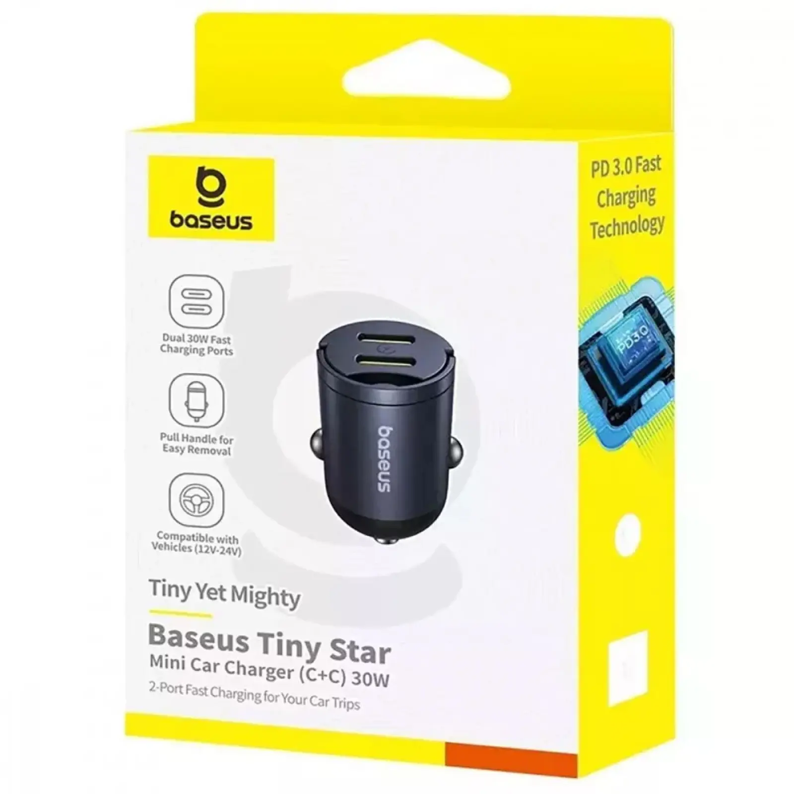 АЗП Baseus Tiny Star Mini 30W (2USB-C) (C00035001121), Black 4, купити оптом з доставкою
