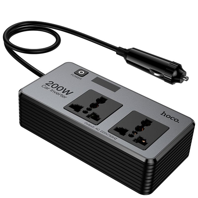 АЗУ инвертор Hoco Z66 New PD66W+QC3.0 (2USB-A/1C/2xSocket) (0.5m) на картинке №1
