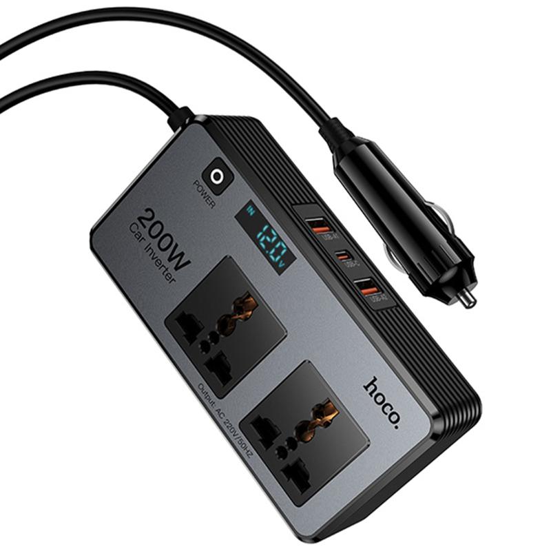 АЗУ инвертор Hoco Z66 New PD66W+QC3.0 (2USB-A/1C/2xSocket) (0.5m) на картинке №6