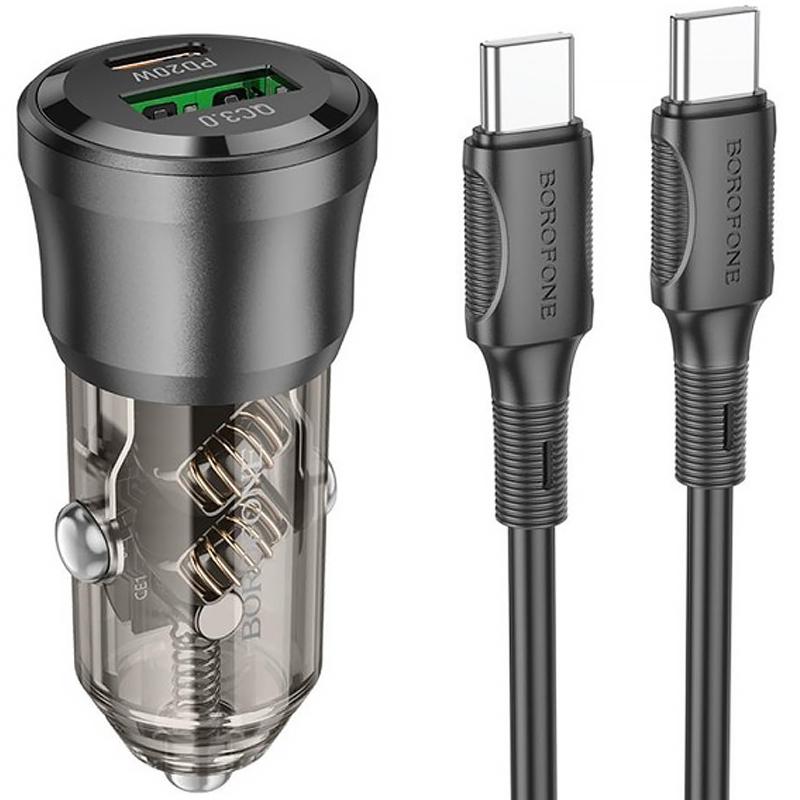 АЗУ Borofone BZ25 Journey PD20W+QC3.0 total 38W (1USB-A/1C) + кабель Type-C to Type-C на картинке №1