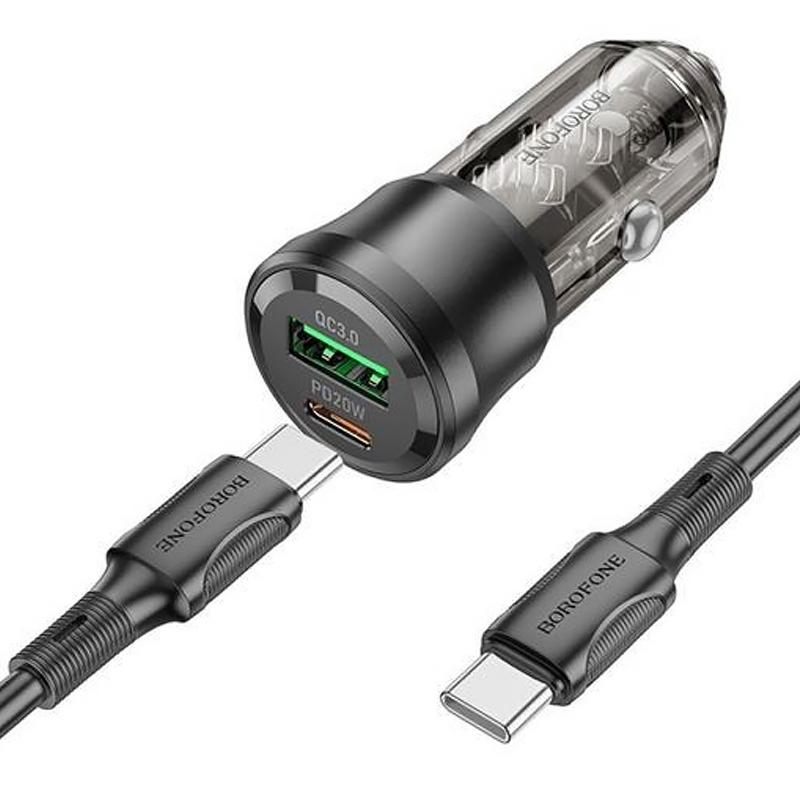 АЗУ Borofone BZ25 Journey PD20W+QC3.0 total 38W (1USB-A/1C) + кабель Type-C to Type-C на картинке №2