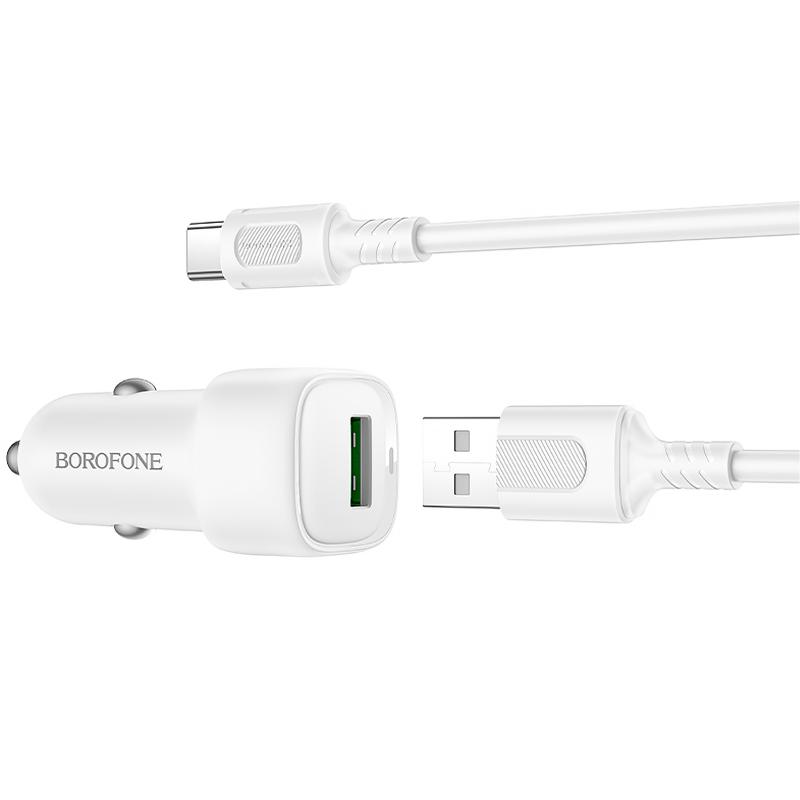 АЗУ Borofone BZ34 Cloud QC3.0 (1USB-A) + кабель USB to Type-C на картинке №3