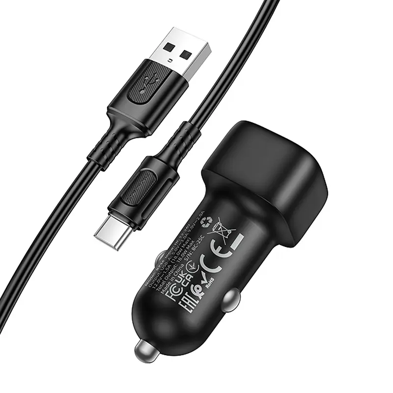 АЗУ Borofone BZ34 Cloud QC3.0 (1USB-A) + кабель USB to Type-C, Black 2, купить оптом с доставкой