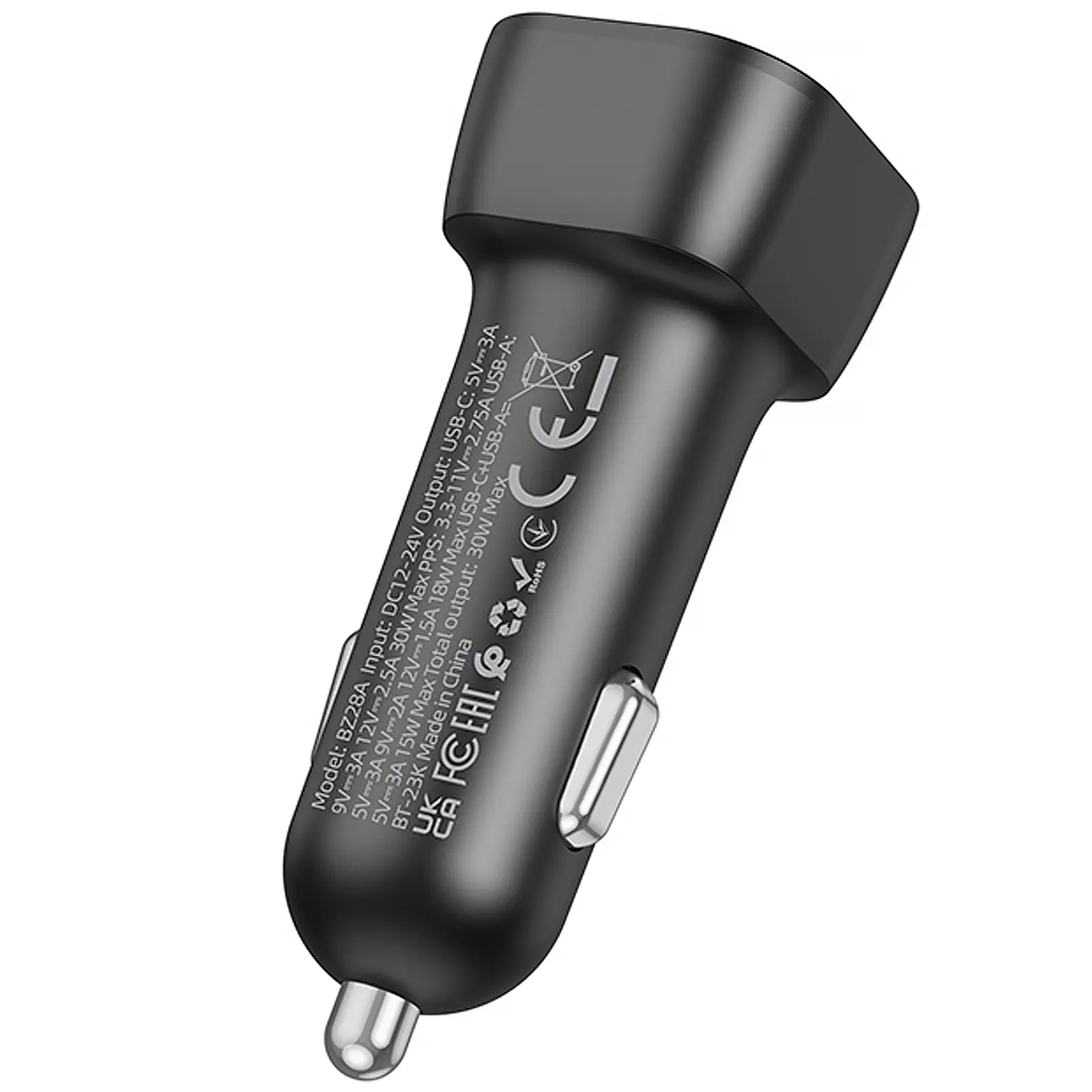 АЗП Borofone BZ28A Trophie PD30W+QC3.0 (1USB-A/1C), Black 3, купити оптом з доставкою