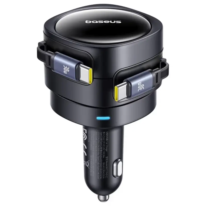 АЗУ Baseus Enjoyment Max PD60W with retractable cable (2USB-C) (C00035507121), Cosmic Black 1, купить оптом с доставкой