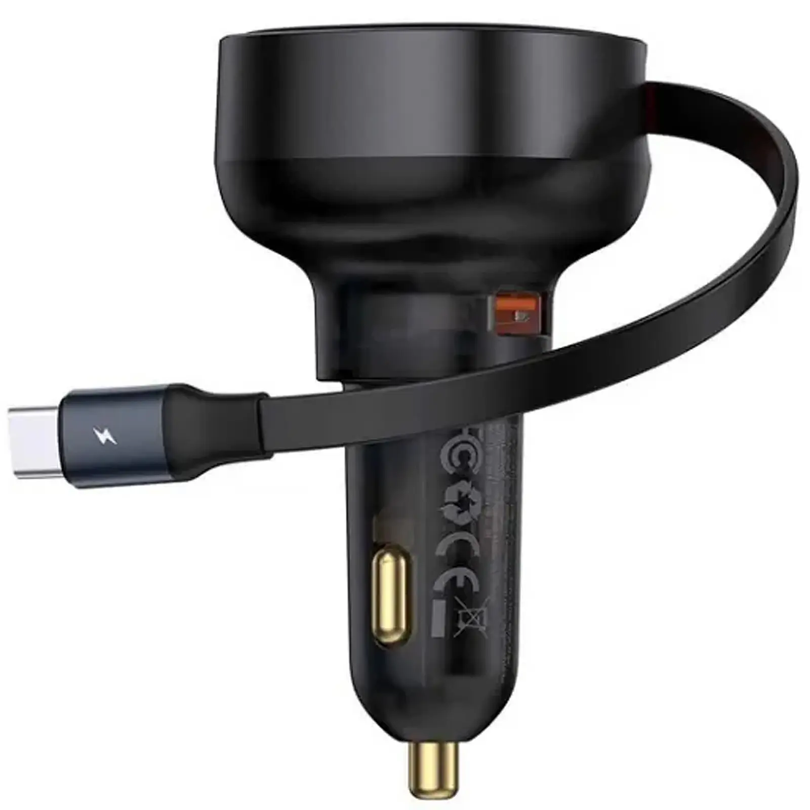 АЗУ Baseus Enjoyment Pro PD60W+QC3.0 with retractable cable (1USB-A/1C) (C000578), Cluster Black, купить оптом с доставкой