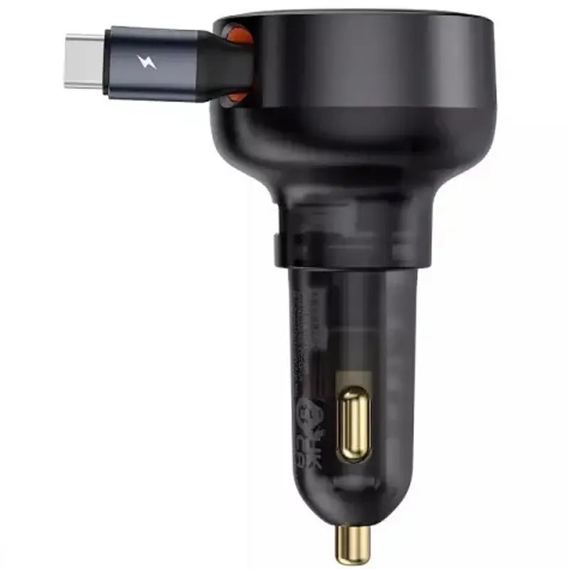 АЗУ Baseus Enjoyment Pro PD60W+QC3.0 with retractable cable (1USB-A/1C) (C000578), Cluster Black 2, купить оптом с доставкой