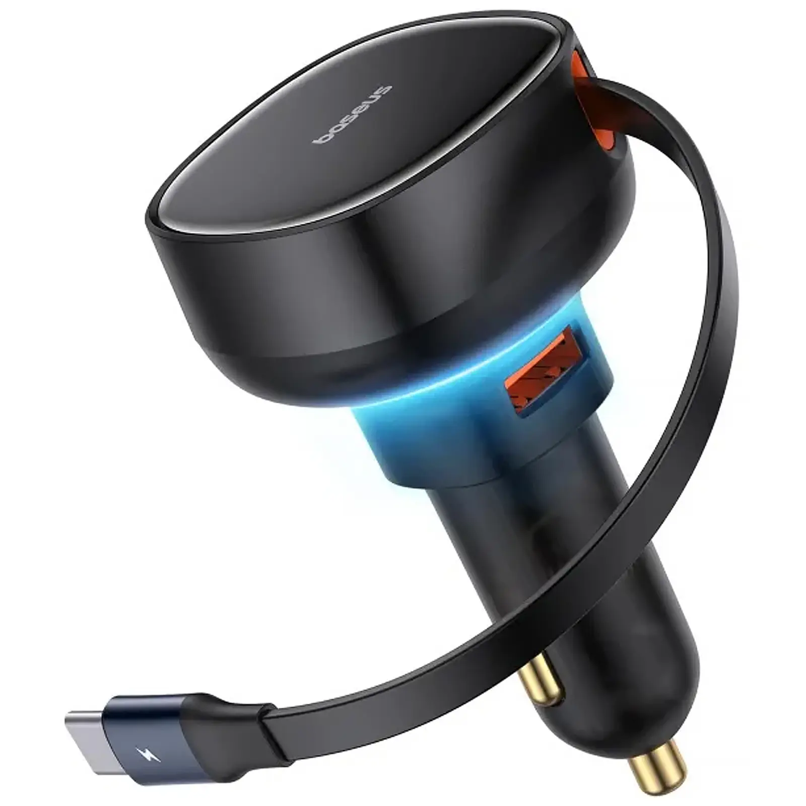 АЗУ Baseus Enjoyment Pro PD60W+QC3.0 with retractable cable (1USB-A/1C) (C000578), Cluster Black 3, купить оптом с доставкой