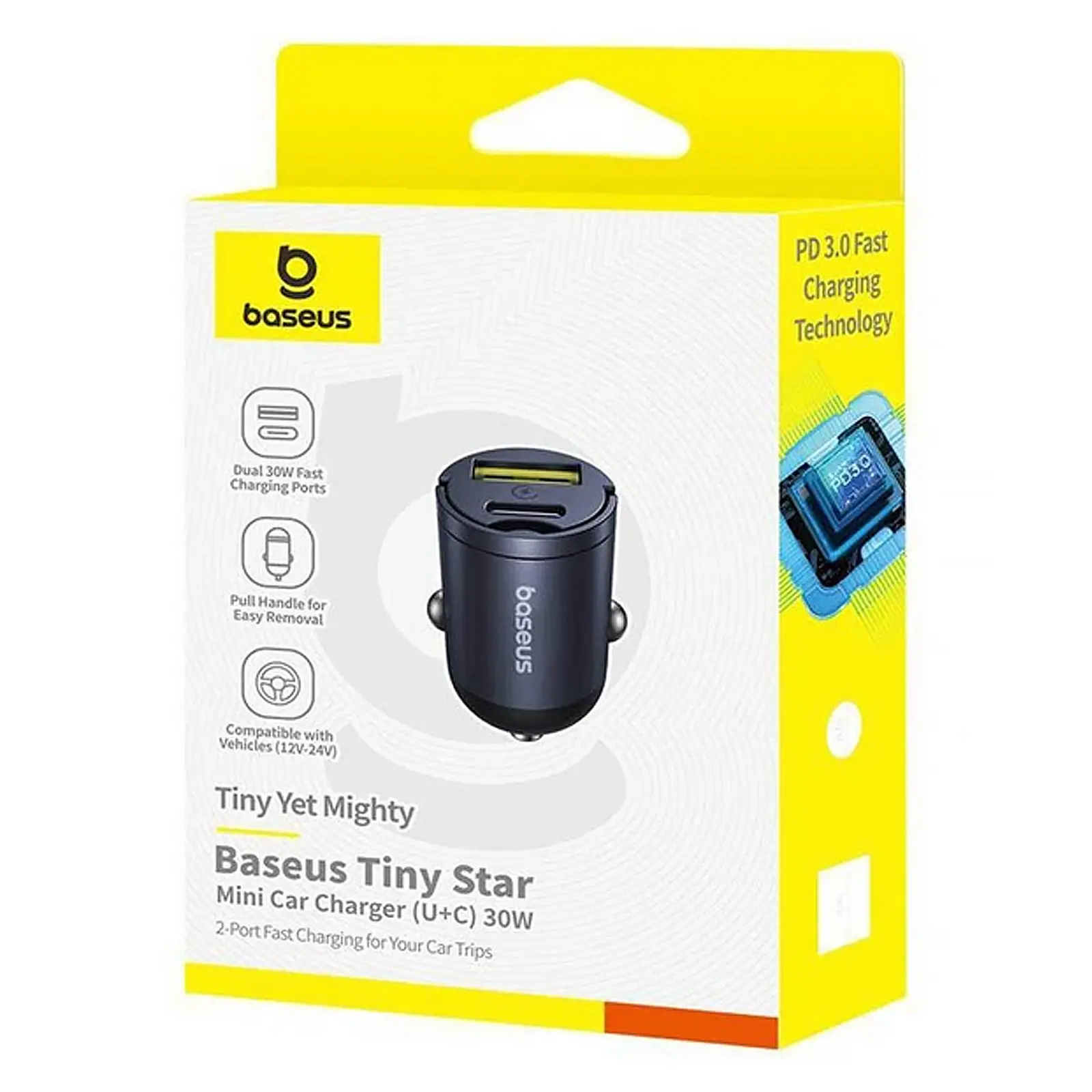 АЗП Baseus Tiny Star Mini 30W (1USB-A/1C) (C00035001121), Cosmic Black 1, купити оптом з доставкою