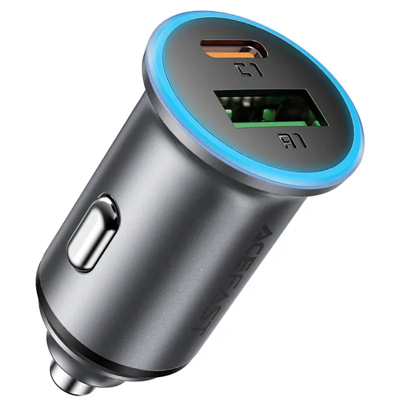 АЗУ Acefast B15 PD20W+QC3.0 total 65W (1USB-A/1C), Gray, купить оптом с доставкой