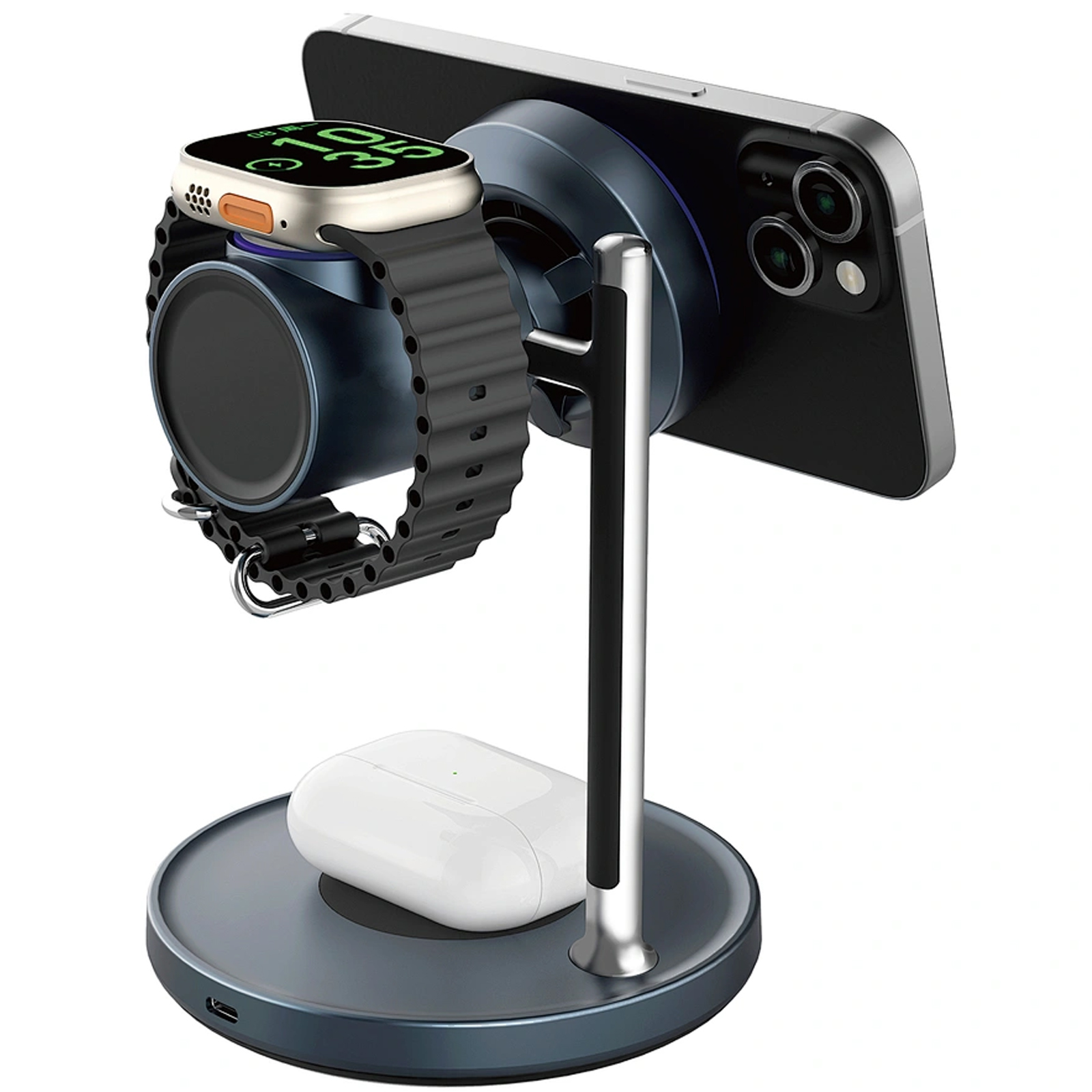 БЗУ WIWU Wi-W041 Space Qi2 3 in 1 wireless charger, Black 2, купить оптом с доставкой