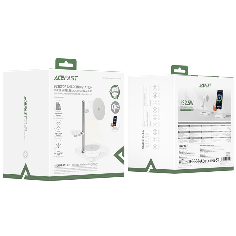 БЗУ Acefast E39 desktop 4in1 Qi2 32.5W, White 1, купить оптом с доставкой