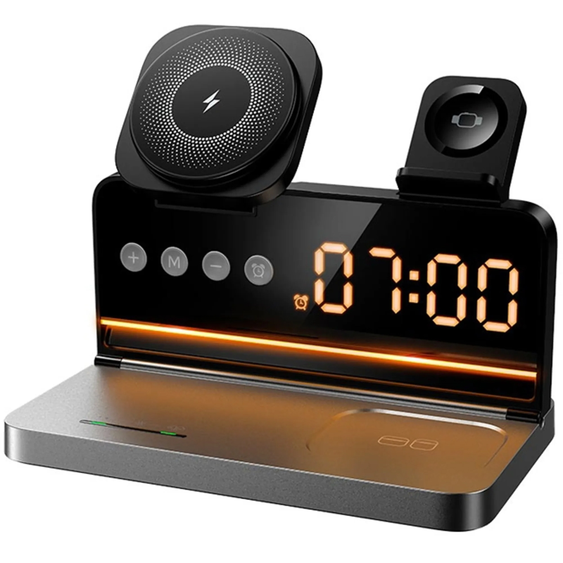 БЗУ Hoco DWQ03 North 4in1 with alarm clock, купить оптом с доставкой