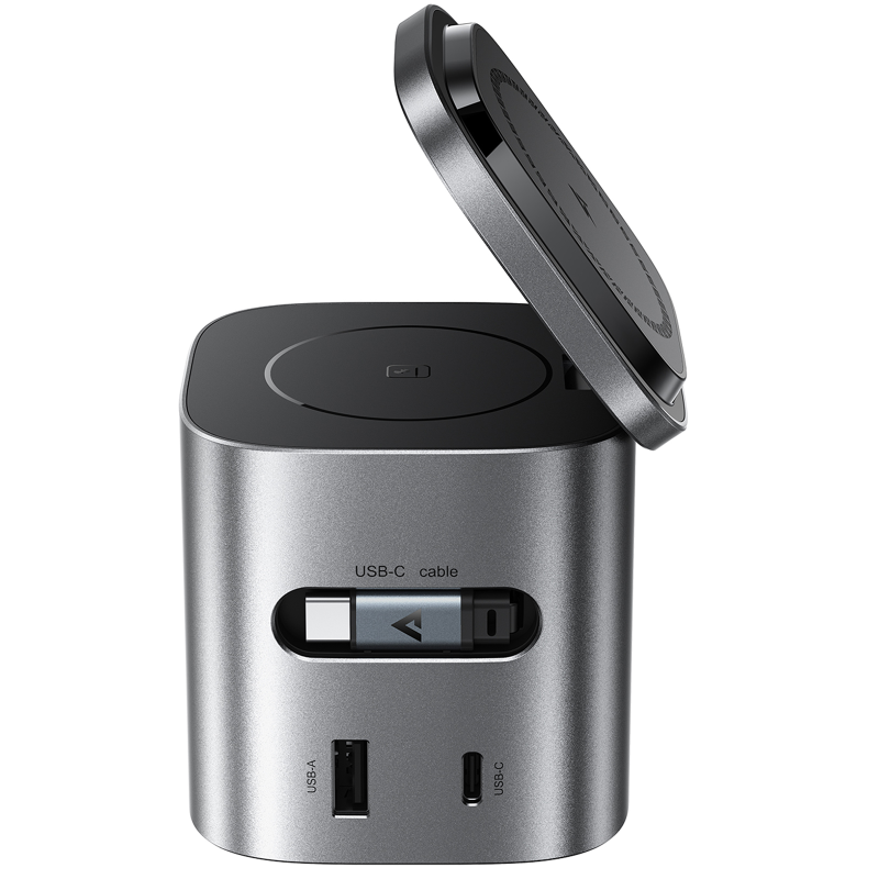 БЗУ Acefast Z9 6in1 35W GaN + СЗУ 45W, Metal grey 4, купить оптом с доставкой