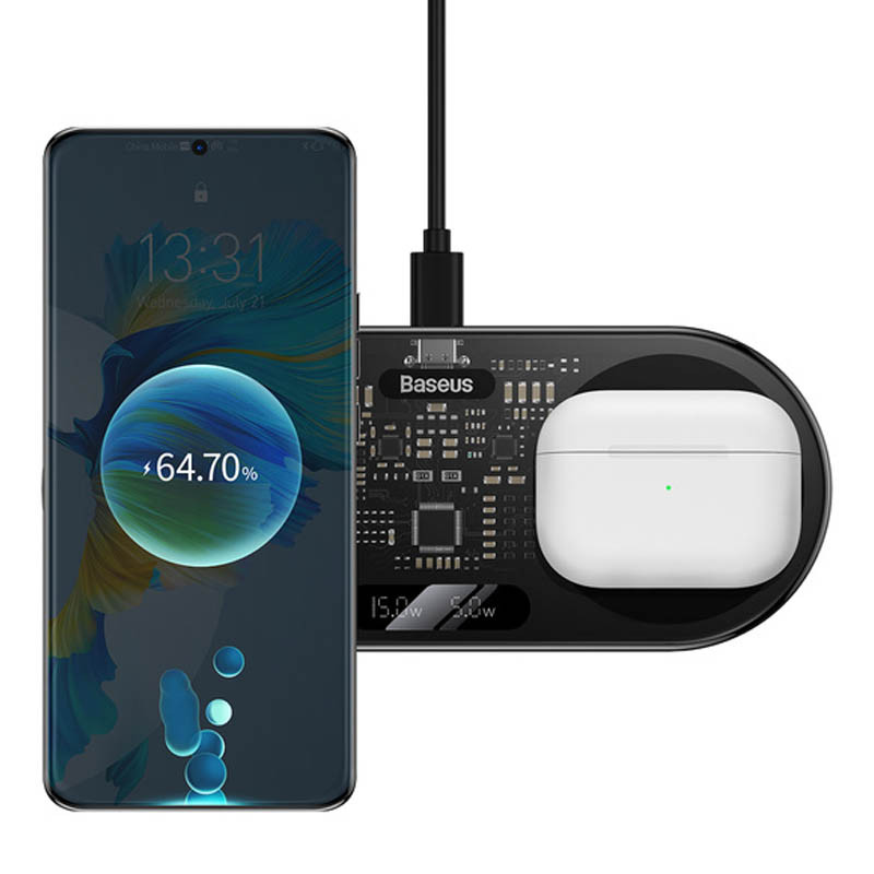 БЗУ Baseus Digital LED Display 2in1 20W Universal version (WXSX010101), Black 2, купить оптом с доставкой