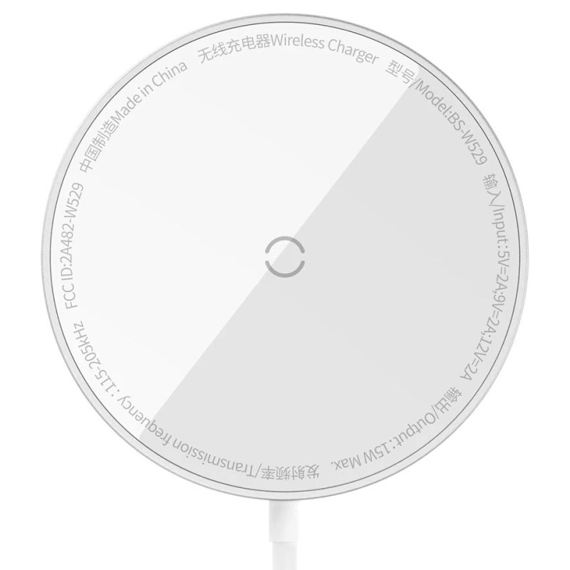 БЗП Baseus Simple Mini3 Magnetic Wireless Charger 15W (CCJJ0400), Silver, купити оптом з доставкою