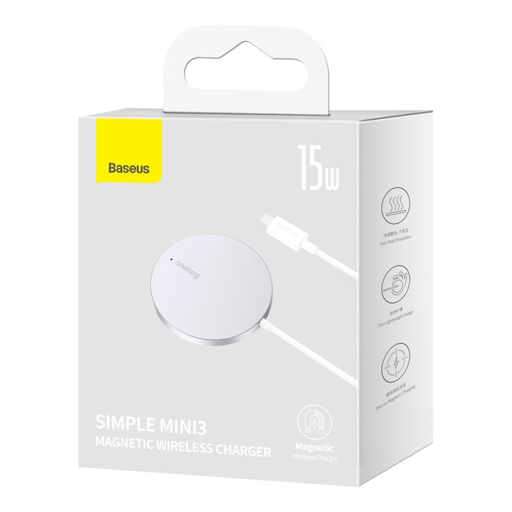 БЗП Baseus Simple Mini3 Magnetic Wireless Charger 15W (CCJJ0400), Silver 5, купити оптом з доставкою