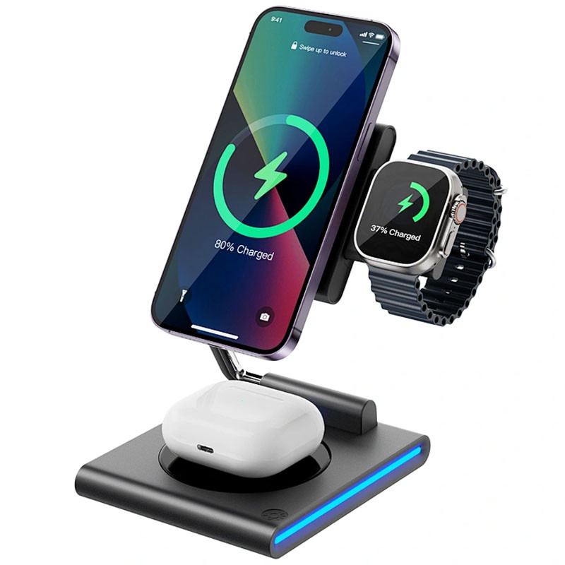 БЗП WIWU Wi-W023 3 in 1 wireless charger дивитися фото №4
