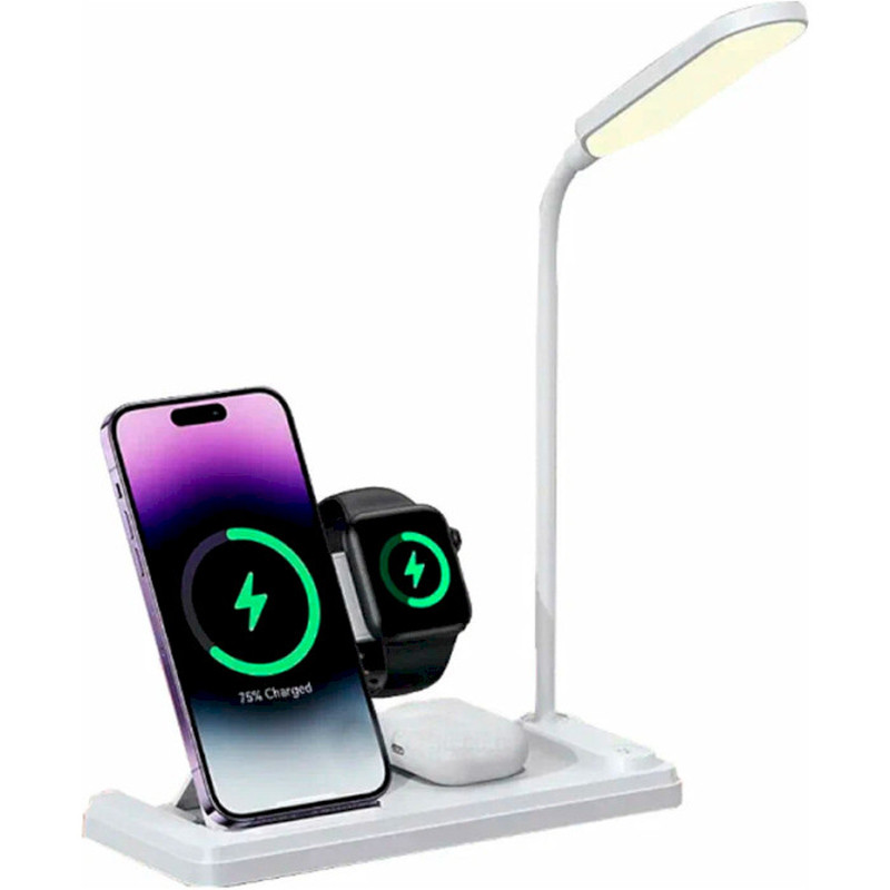 БЗП Usams US-CD195 15W 4in1 Wireless Charging Holder With Table Lamp Зображення №1 БЗП Usams US-CD195 15W 4in1 Wireless Charging Holder With Table Lamp дивитися фото №1