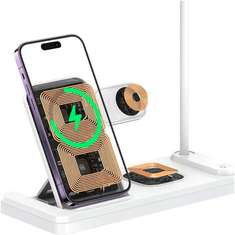 БЗП Usams US-CD195 15W 4in1 Wireless Charging Holder With Table Lamp Зображення №3 БЗП Usams US-CD195 15W 4in1 Wireless Charging Holder With Table Lamp дивитися фото №3